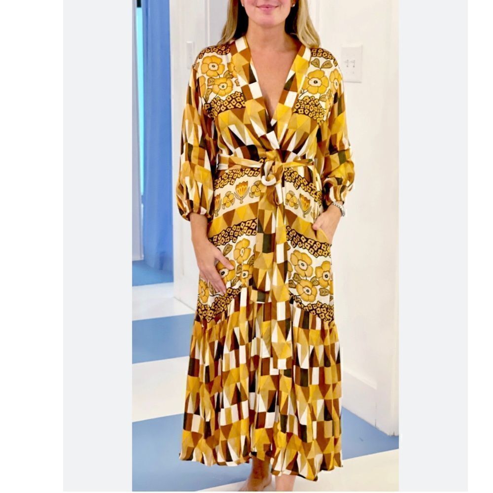 Anthropologie X Carolina K Nico Robe, Rombus Flowers Size M - Picture 5 of 10